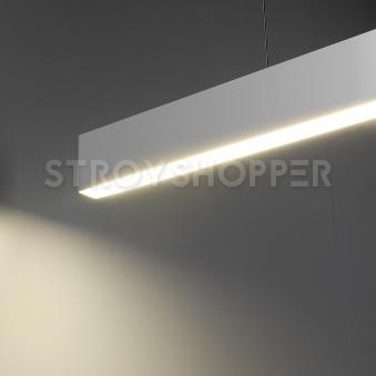 Линейный светодиодный подвесной односторонний светильник 128см 25Вт 3000К матовое серебро 101-200-30